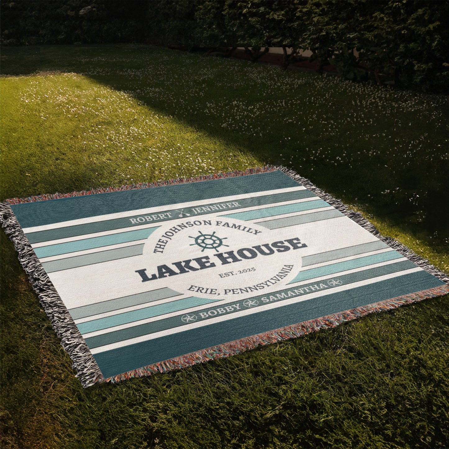 Personalized Lake House Blanket lake house decor • Family Name + up to 6 kids/grandkids Names • City or Lake Name & state • Cozy Cabin Throw