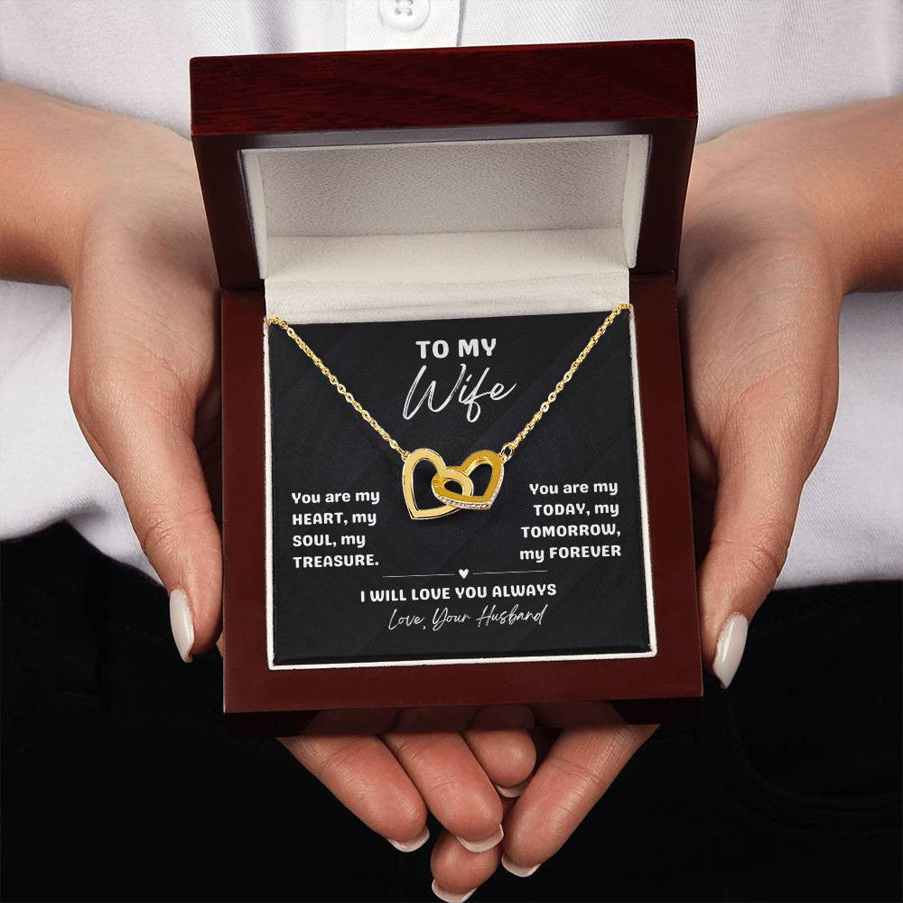 💖 "My Heart, My Soul, My Forever" Interlocking Hearts Necklace for your Beautiful Wife