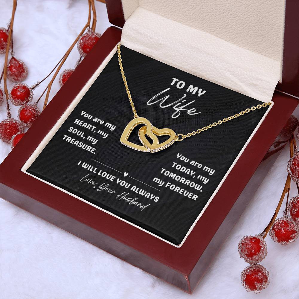 💖 "My Heart, My Soul, My Forever" Interlocking Hearts Necklace for your Beautiful Wife