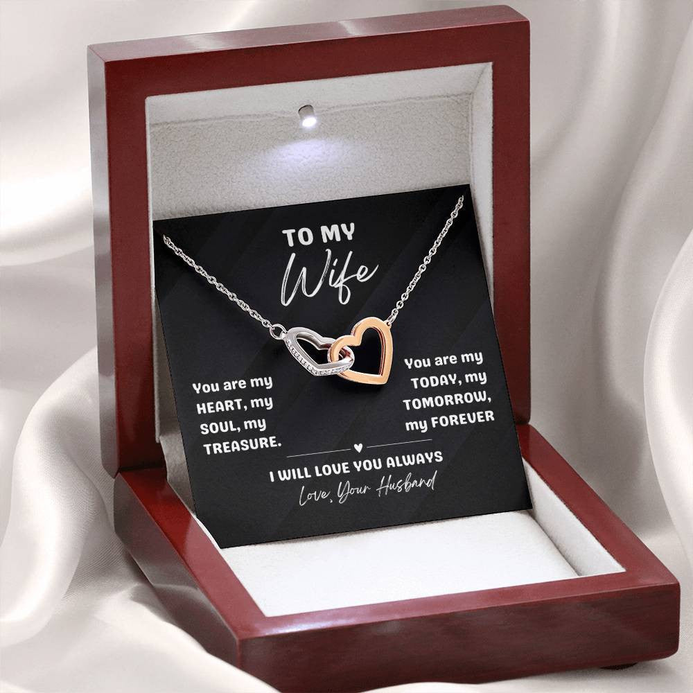 💖 "My Heart, My Soul, My Forever" Interlocking Hearts Necklace for your Beautiful Wife