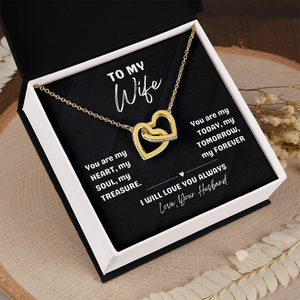 💖 "My Heart, My Soul, My Forever" Interlocking Hearts Necklace for your Beautiful Wife