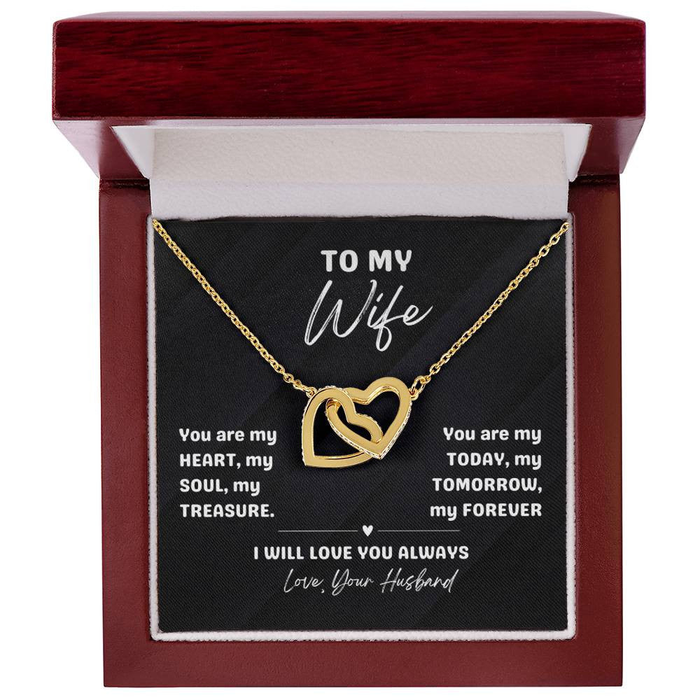 💖 "My Heart, My Soul, My Forever" Interlocking Hearts Necklace for your Beautiful Wife