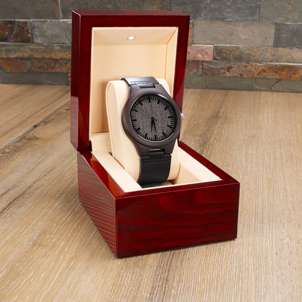 Engraved Wooden Watch for the man in your life- personalized with a message of love and both your names!