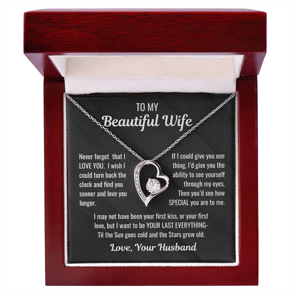 To My Beautiful Wife Forever Love Necklace - Stunning Gift from Husband with Romantic Message Card