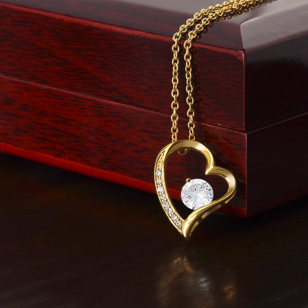 Forever Love Heart Necklace for your Beautiful Wife- Stunning heart pendant with solitaire center-Celebrate the Beautiful Life you've built.