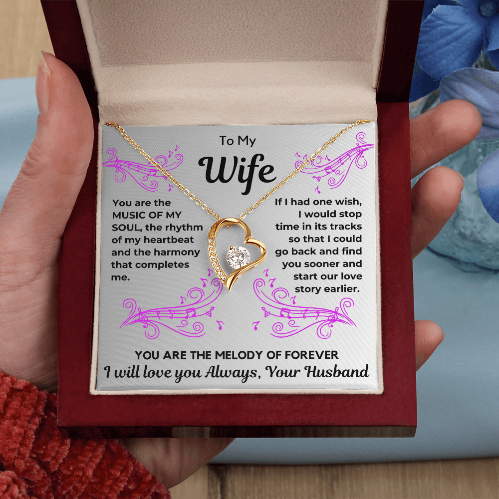 Beautiful Forever Love Heart Necklace for your Wife-'You are the Melody of Forever'