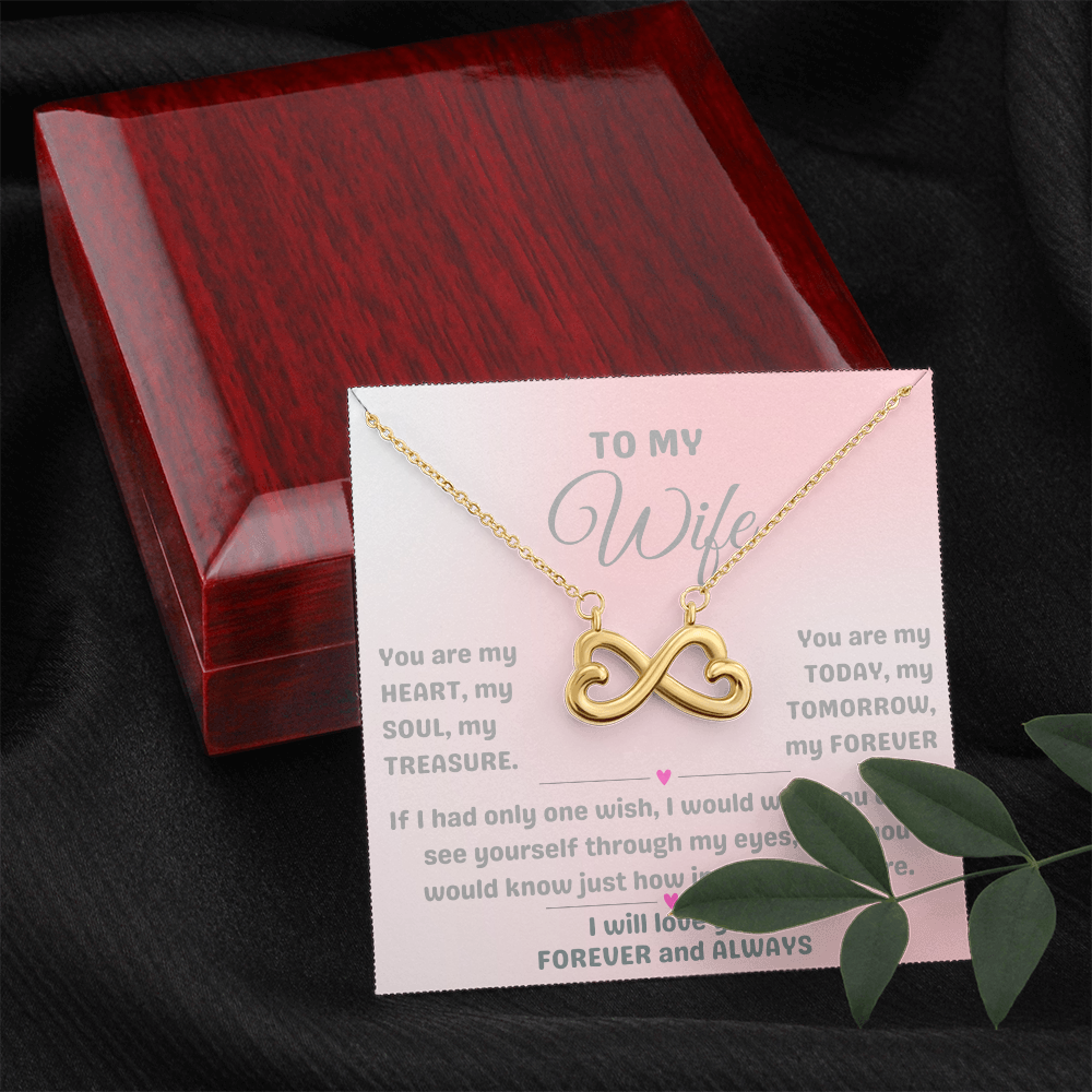 💖 "My Heart, My Soul, My Forever" Endless Love Heart Necklace From Husband To My Wife, Soulmate Necklace, Wife Jewelry Birthday Christmas Valentine's gifts, comes with Message Card & LED Box