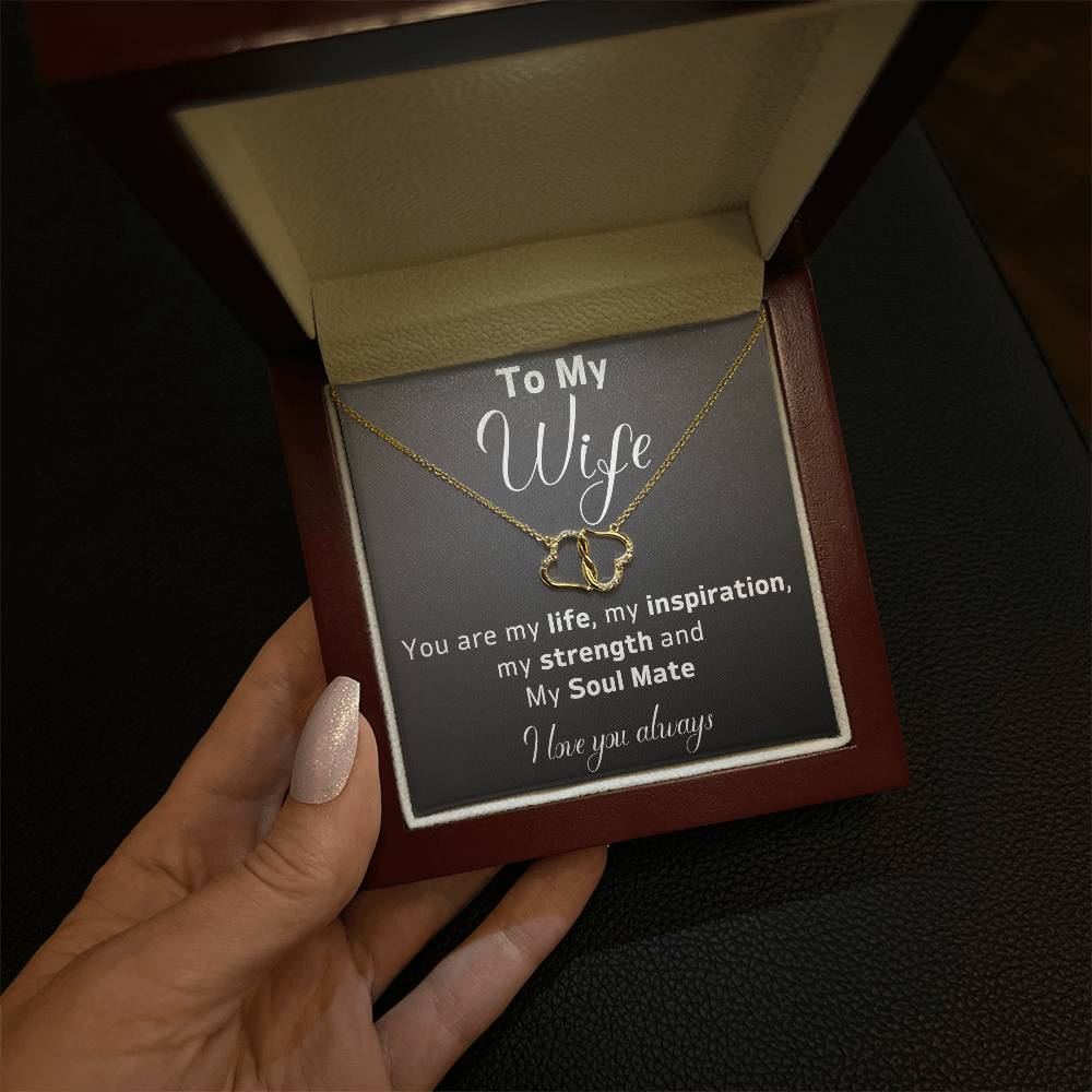 Yellow Gold and Diamond entwined hearts necklace for your incredible wife!