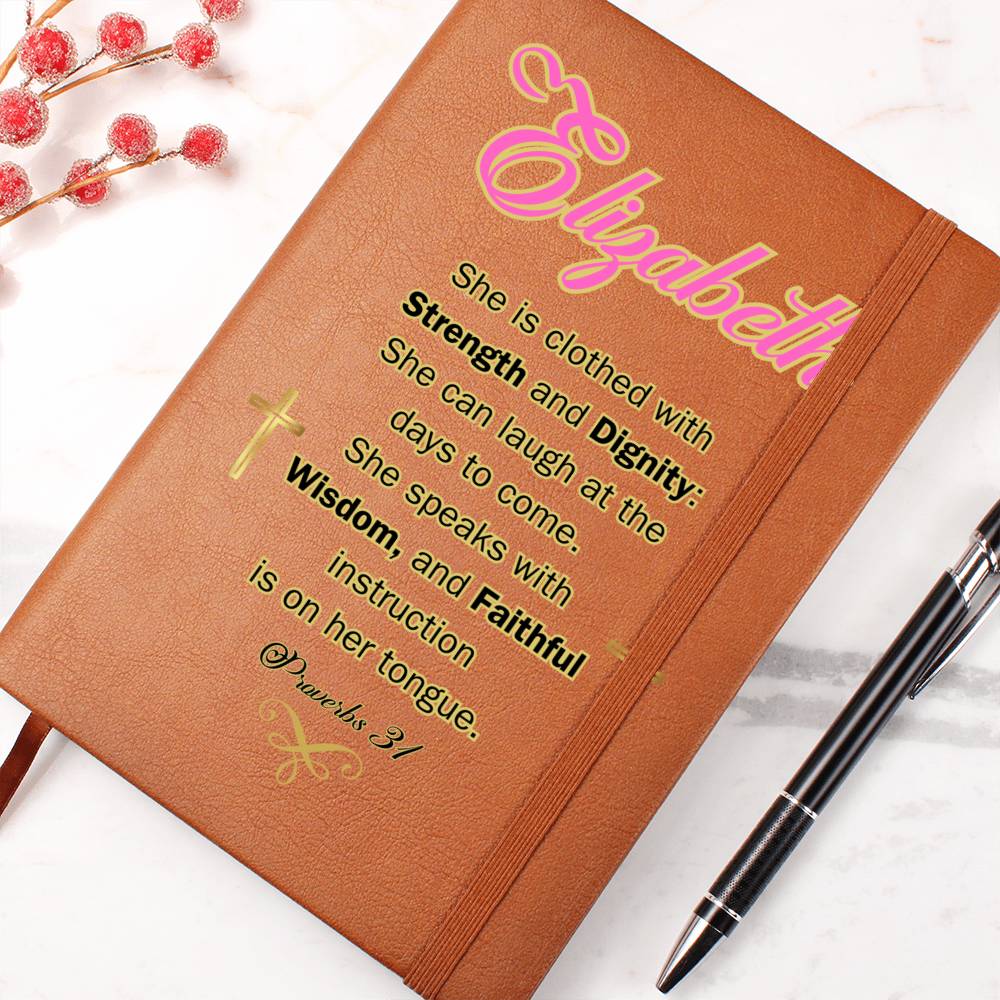 Personalized Proverbs 31 Journal - She is clothed with Strength and Diginity