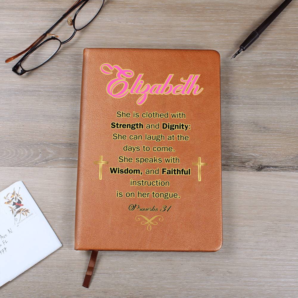 Personalized Proverbs 31 Journal - She is clothed with Strength and Diginity