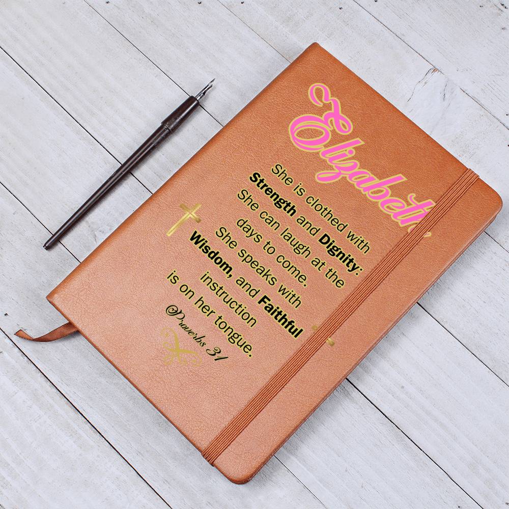 Personalized Proverbs 31 Journal - She is clothed with Strength and Diginity