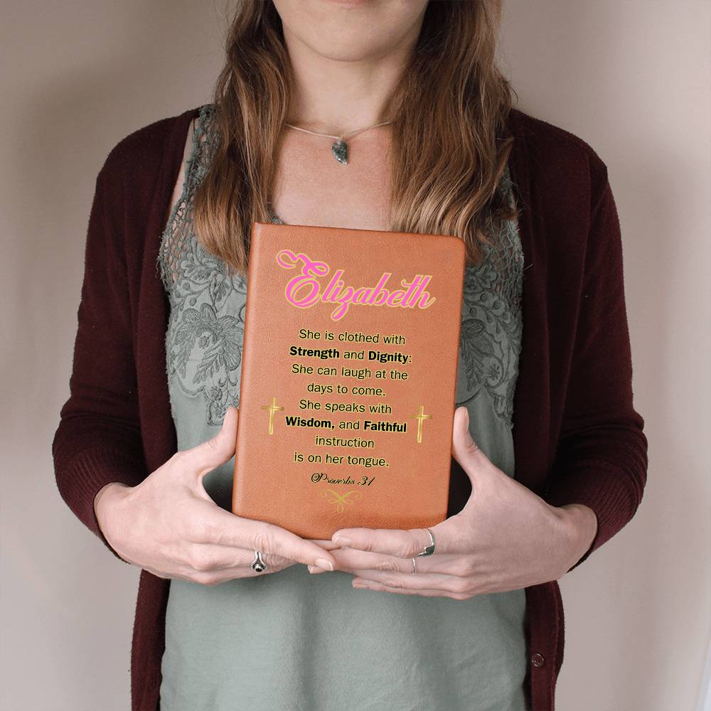 Personalized Proverbs 31 Journal - She is clothed with Strength and Diginity