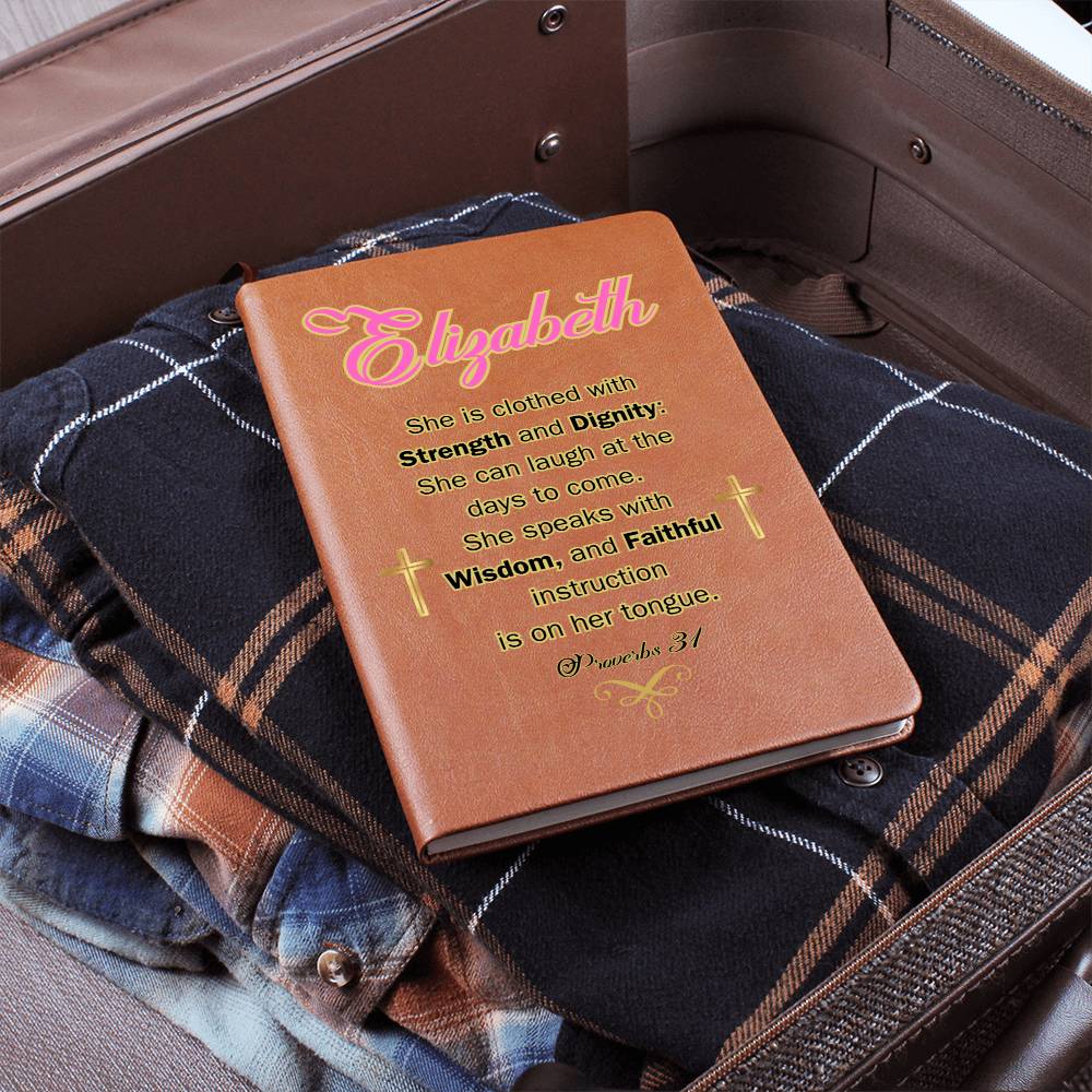 Personalized Proverbs 31 Journal - She is clothed with Strength and Diginity