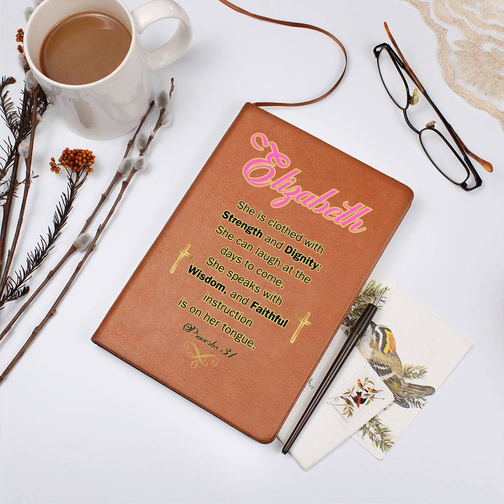 Personalized Proverbs 31 Journal - She is clothed with Strength and Diginity