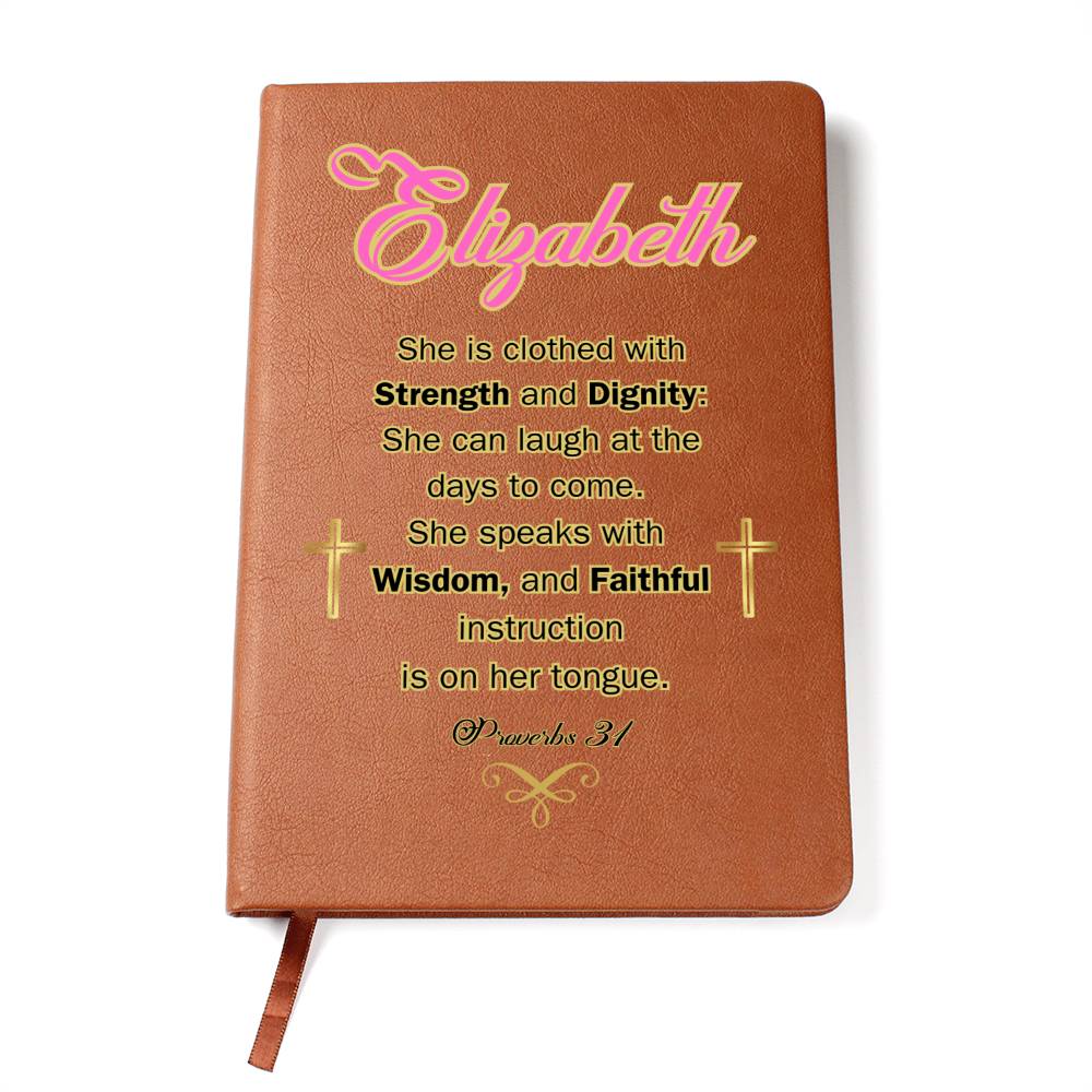 Personalized Proverbs 31 Journal - She is clothed with Strength and Diginity