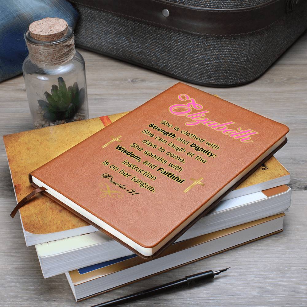 Personalized Proverbs 31 Journal - She is clothed with Strength and Diginity