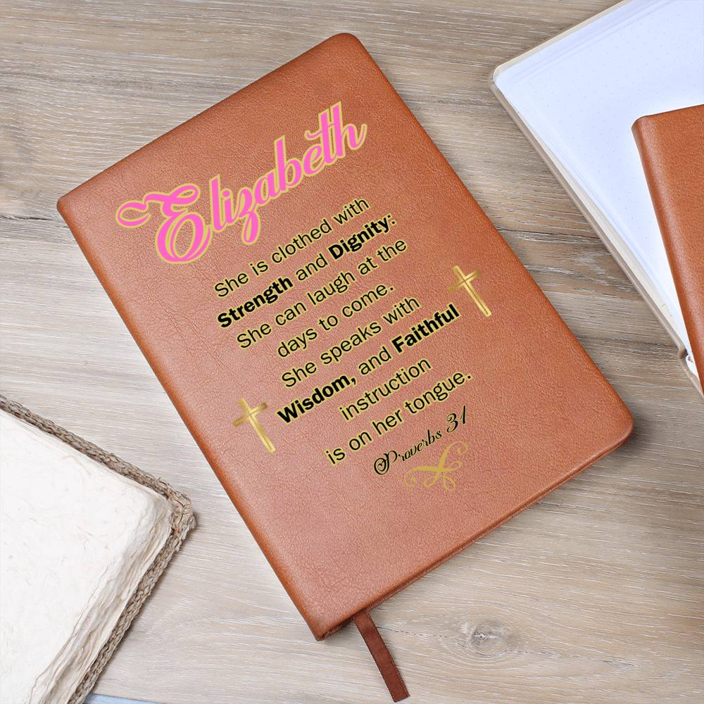 Personalized Proverbs 31 Journal - She is clothed with Strength and Diginity