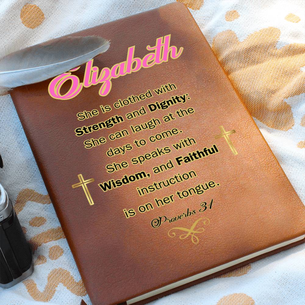 Personalized Proverbs 31 Journal - She is clothed with Strength and Diginity