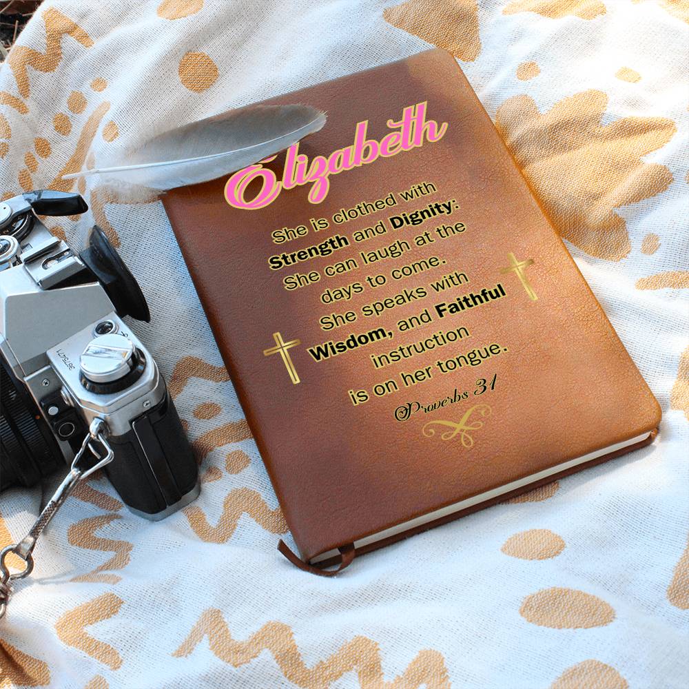 Personalized Proverbs 31 Journal - She is clothed with Strength and Diginity