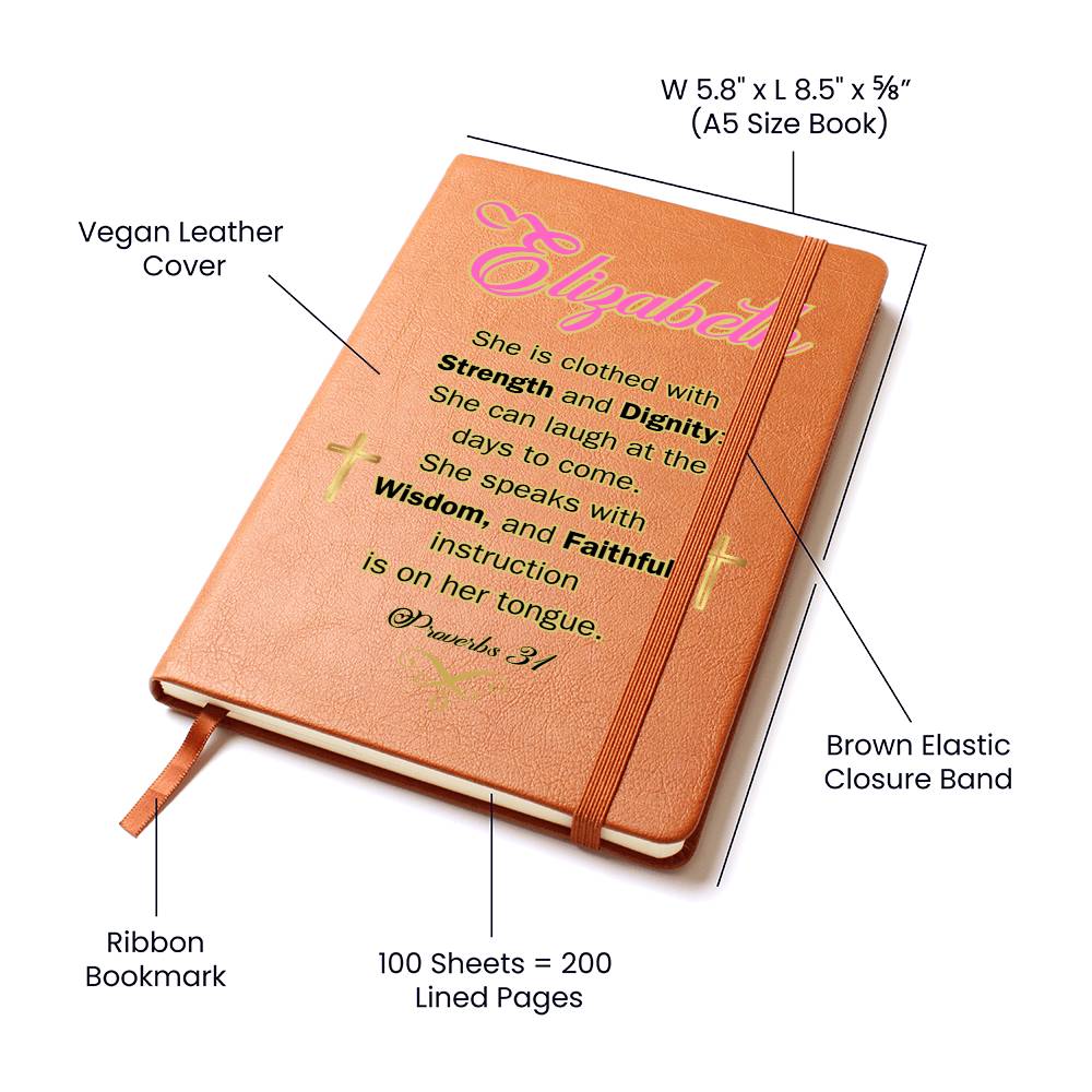 Personalized Proverbs 31 Journal - She is clothed with Strength and Diginity