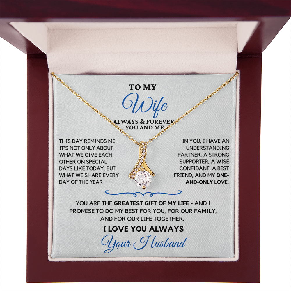 For Your Wife-Your Greatest Gift-Alluring Beauty necklace with heartfelt message card
