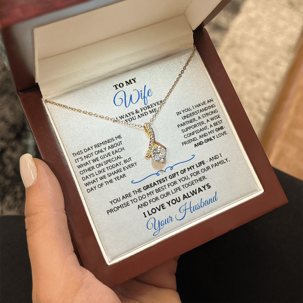 For Your Wife-Your Greatest Gift-Alluring Beauty necklace with heartfelt message card