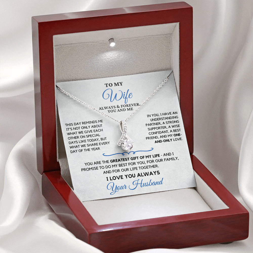 For Your Wife-Your Greatest Gift-Alluring Beauty necklace with heartfelt message card