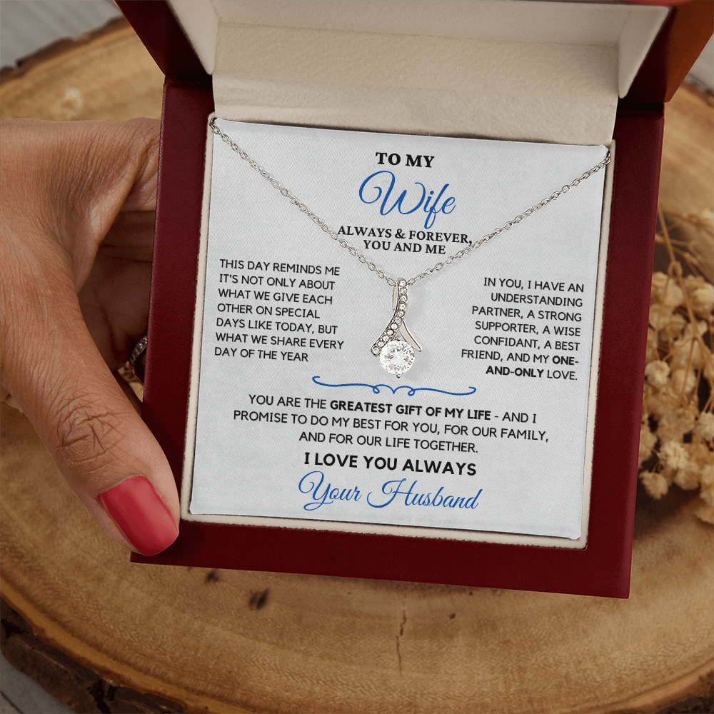 For Your Wife-Your Greatest Gift-Alluring Beauty necklace with heartfelt message card