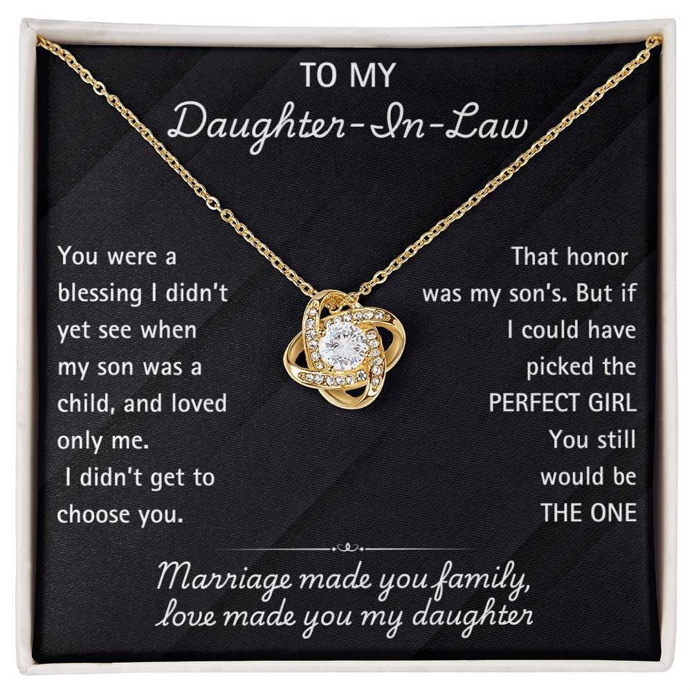 Elegant Daughter-in-Law Necklace with Heartfelt Message – Perfect Jewelry gift . Marriage made you family, Love made you my daughter.