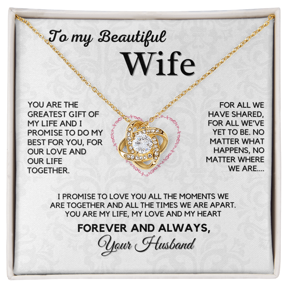 Love Knot Necklace for My Wife – A Symbol of Our Forever Love with Heartfelt Message