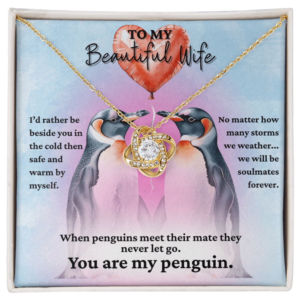 Love Knot Necklace for your Wife-She's your forever penguin