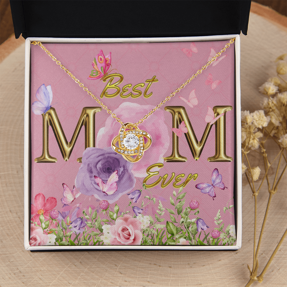 BEST MOM EVER! Beautiful Love Knot Necklace for Mom to wear every day as a reminder of how wonderful she is