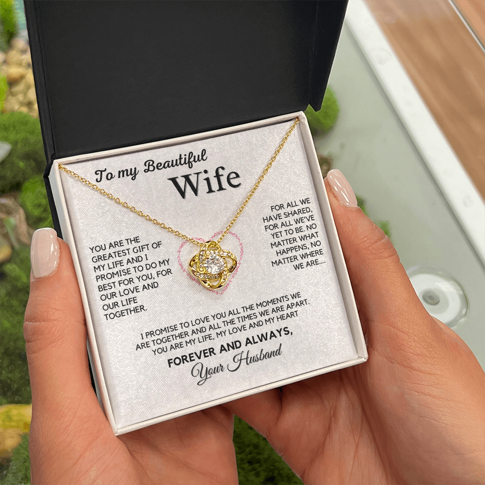 Love Knot Necklace for My Wife – A Symbol of Our Forever Love with Heartfelt Message
