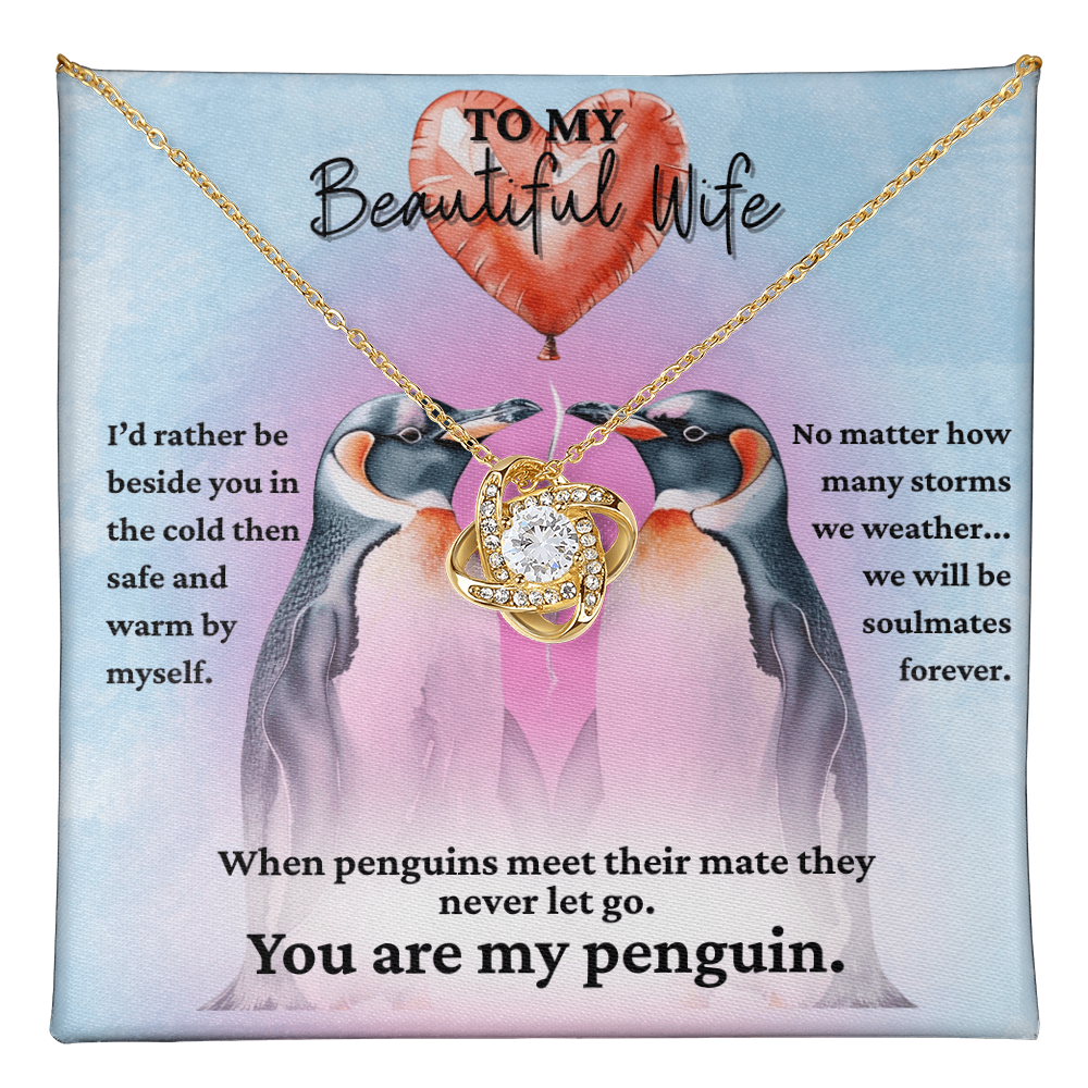 Love Knot Necklace for your Wife-She's your forever penguin