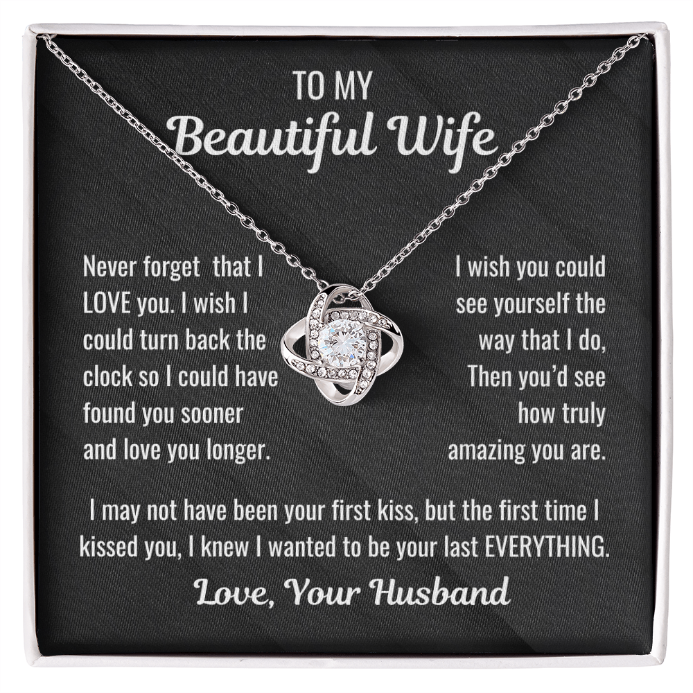 Elegant Love Knot Pendant with Touching Message Card from Husband-for your beautiful wife
