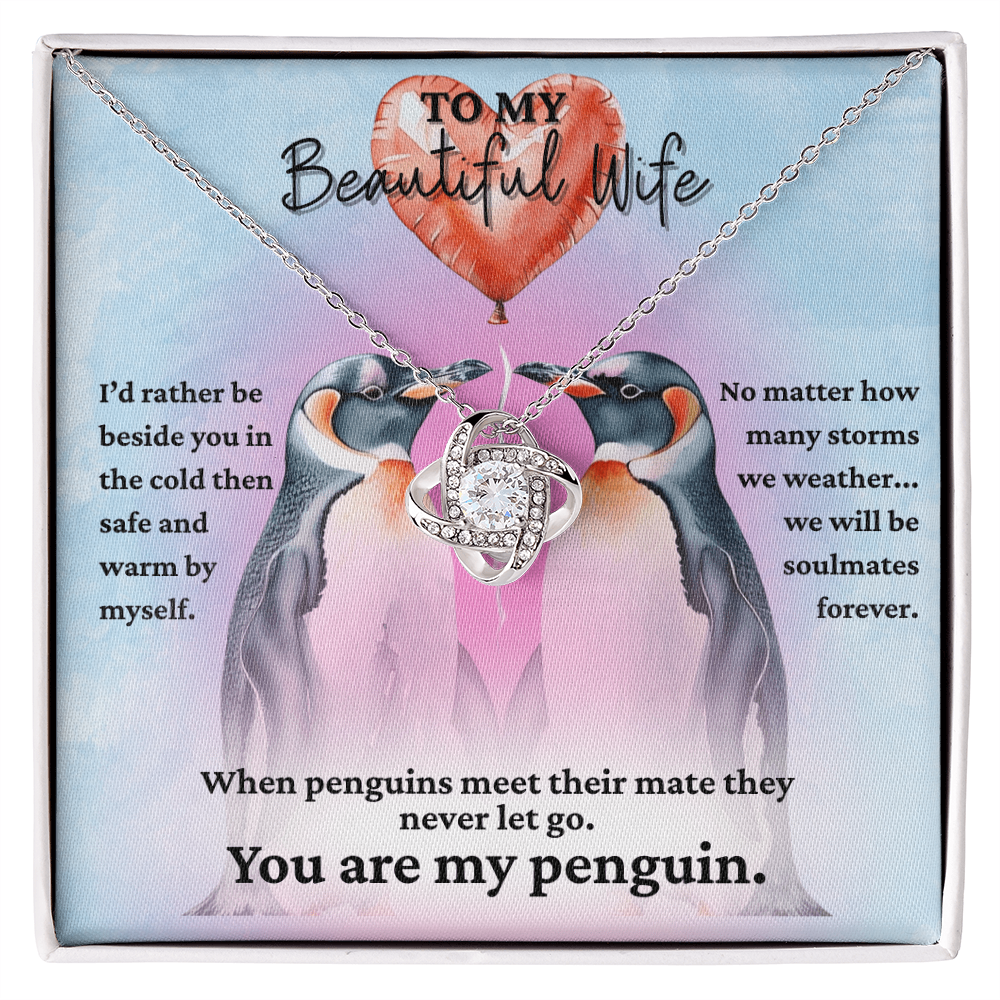 Love Knot Necklace for your Wife-She's your forever penguin