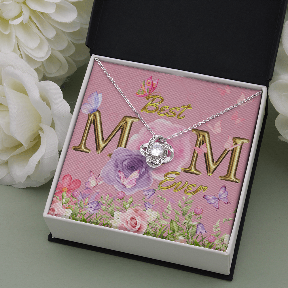 BEST MOM EVER! Beautiful Love Knot Necklace for Mom to wear every day as a reminder of how wonderful she is