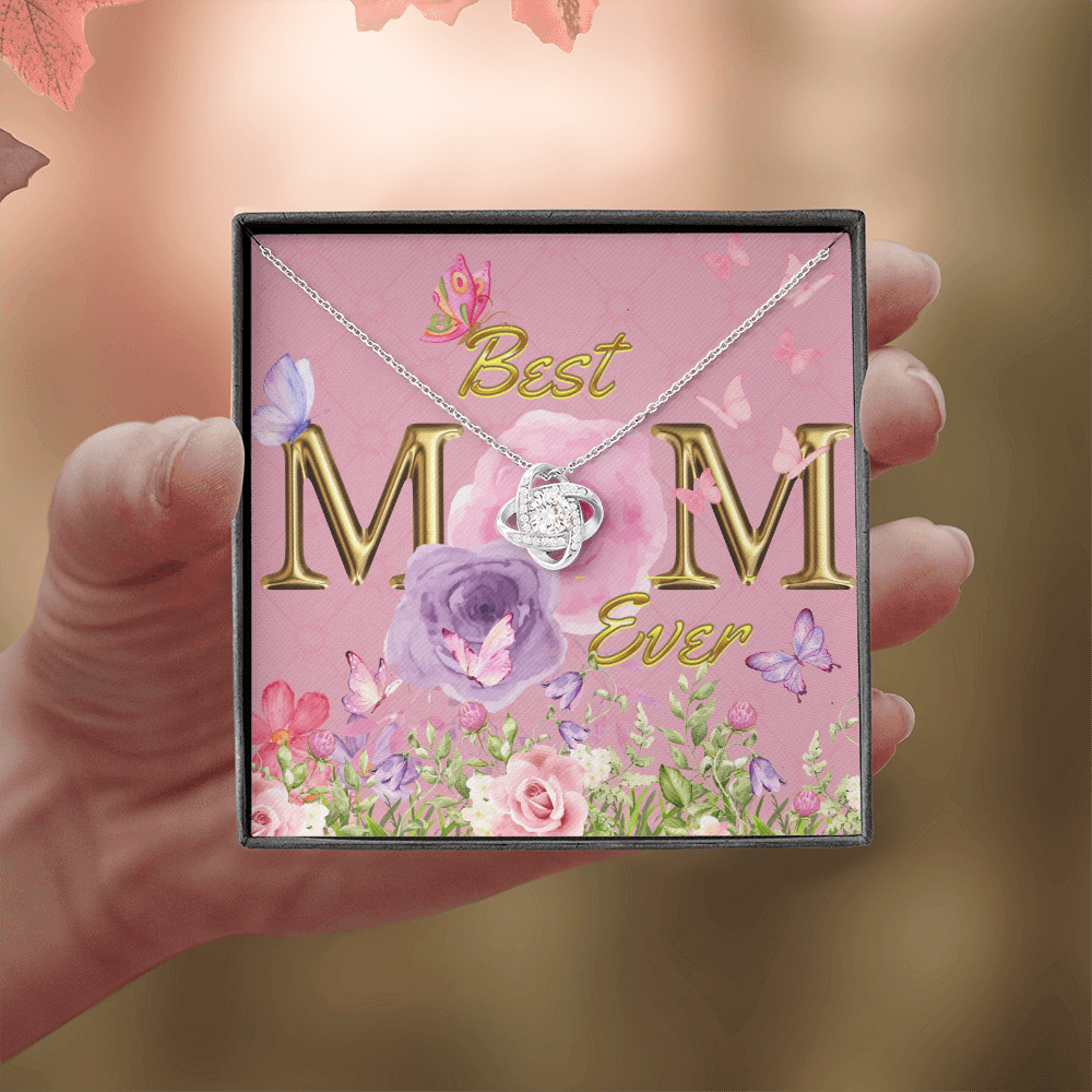 BEST MOM EVER! Beautiful Love Knot Necklace for Mom to wear every day as a reminder of how wonderful she is