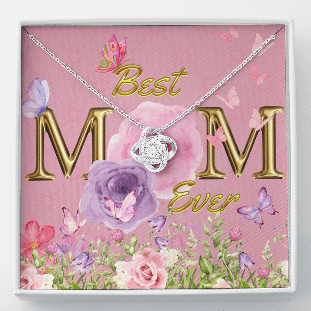 BEST MOM EVER! Beautiful Love Knot Necklace for Mom to wear every day as a reminder of how wonderful she is