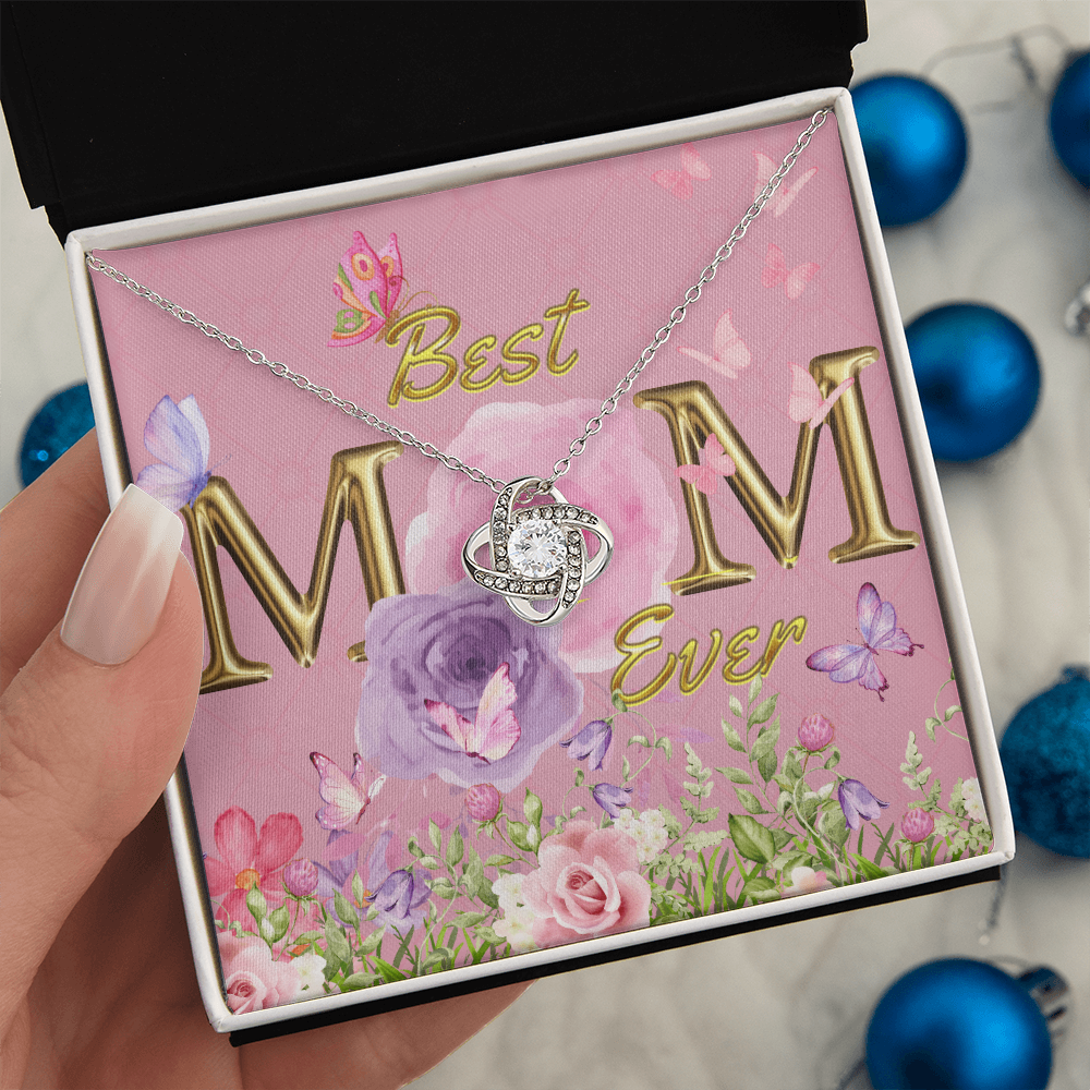 BEST MOM EVER! Beautiful Love Knot Necklace for Mom to wear every day as a reminder of how wonderful she is