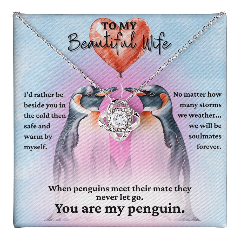 Love Knot Necklace for your Wife-She's your forever penguin