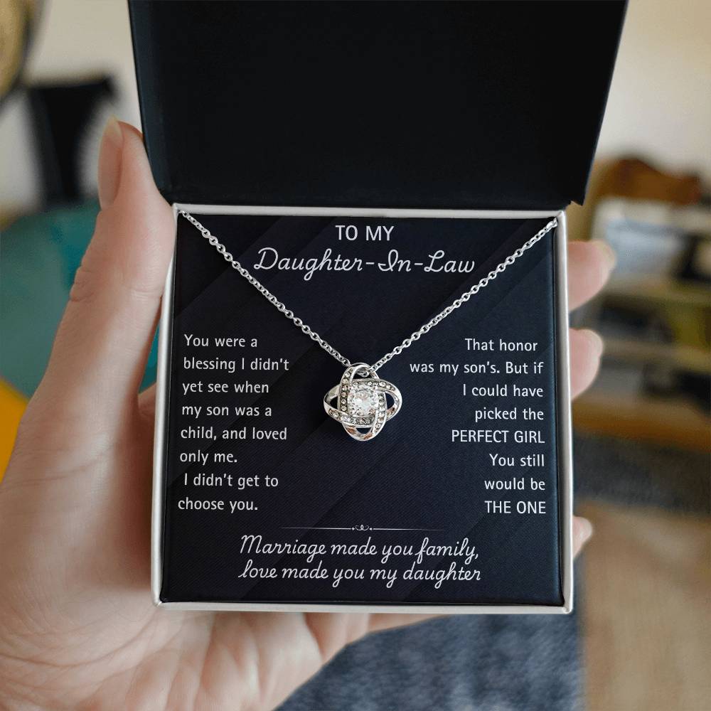 Elegant Daughter-in-Law Necklace with Heartfelt Message – Perfect Jewelry gift . Marriage made you family, Love made you my daughter.