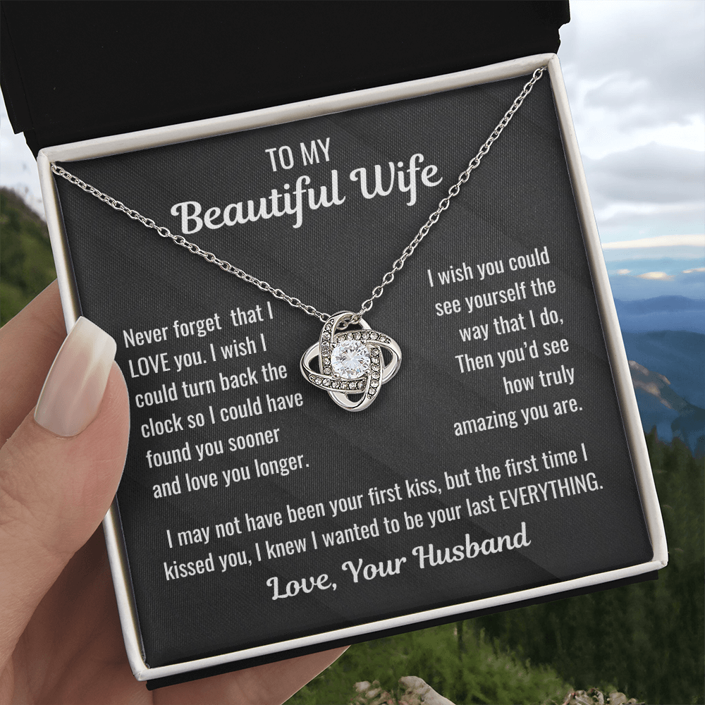 Elegant Love Knot Pendant with Touching Message Card from Husband-for your beautiful wife