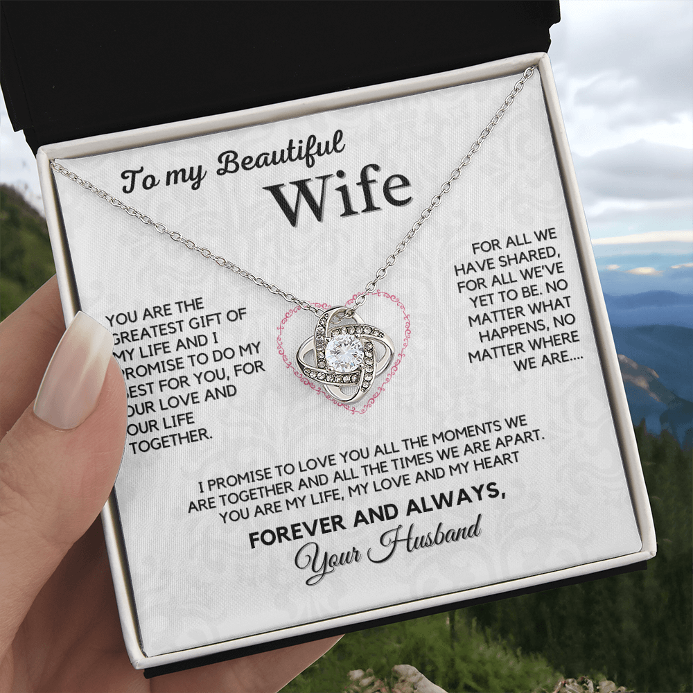 Love Knot Necklace for My Wife – A Symbol of Our Forever Love with Heartfelt Message