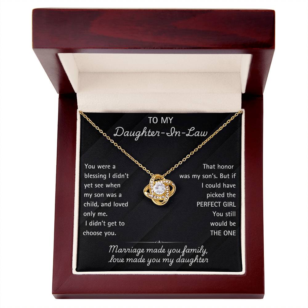 Elegant Daughter-in-Law Necklace with Heartfelt Message – Perfect Jewelry gift . Marriage made you family, Love made you my daughter.