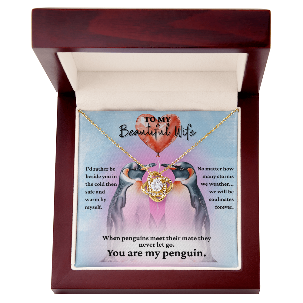 Love Knot Necklace for your Wife-She's your forever penguin
