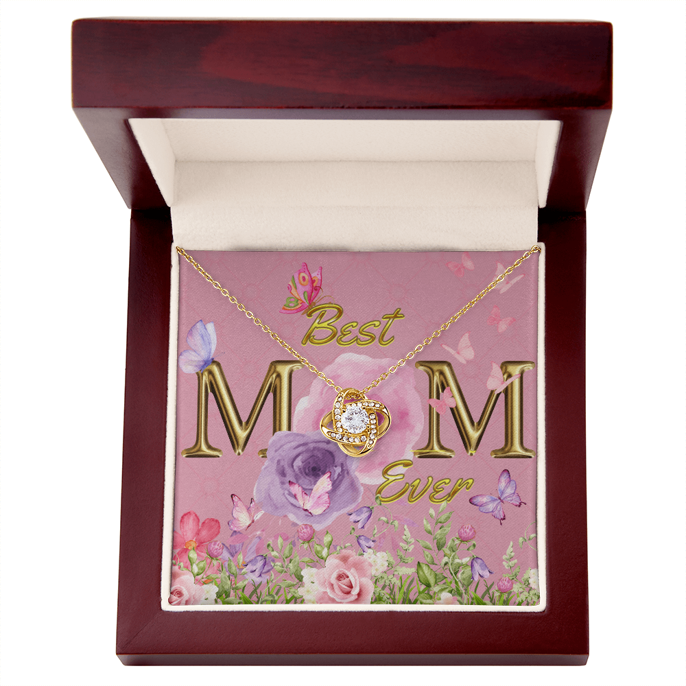 BEST MOM EVER! Beautiful Love Knot Necklace for Mom to wear every day as a reminder of how wonderful she is