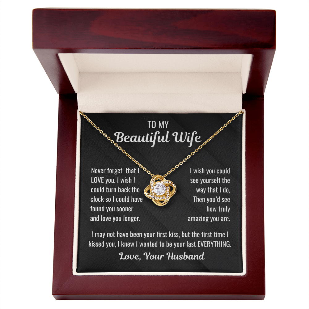 Elegant Love Knot Pendant with Touching Message Card from Husband-for your beautiful wife