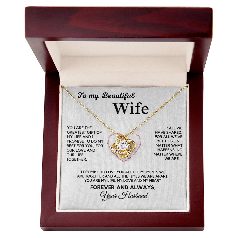 Love Knot Necklace for My Wife – A Symbol of Our Forever Love with Heartfelt Message