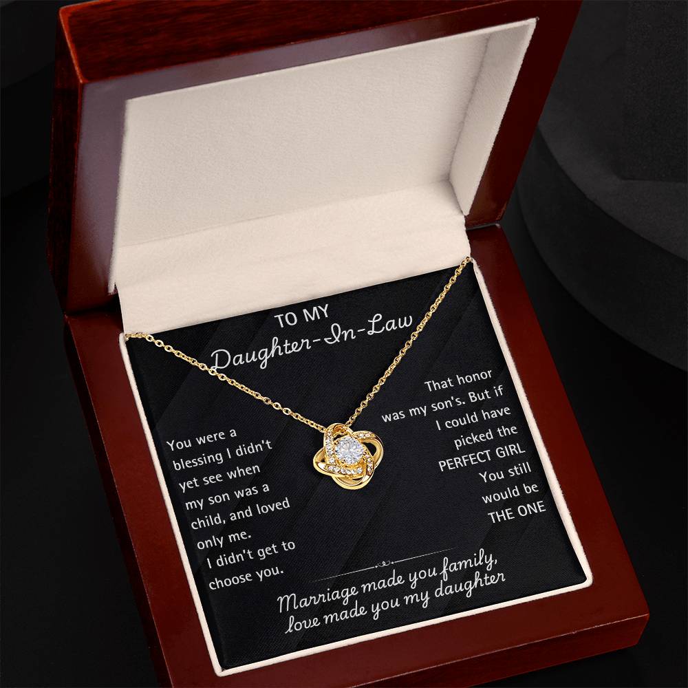 Elegant Daughter-in-Law Necklace with Heartfelt Message – Perfect Jewelry gift . Marriage made you family, Love made you my daughter.